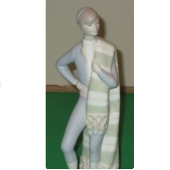 Porceval Spain Unglazed Figurine Porcelain Statue of Man with Blanket Matador? - Picture 3 of 13
